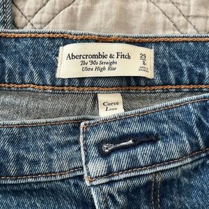 Abercrombie & Fitch Medium Blue Denim '90s Straight Ultra High Rise Jeans